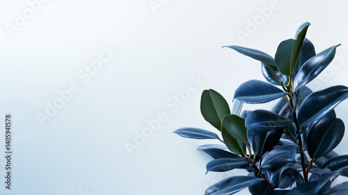 Obraz na płótnie Elegant Detailed View of a Vibrant Rubber Plant in a Pot on Immaculate White Background w salonie