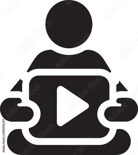 Silhouette video play button for YouTube, symbolizing online video streaming, content creation, and digital media. Ideal for YouTube-related designs and video projects.