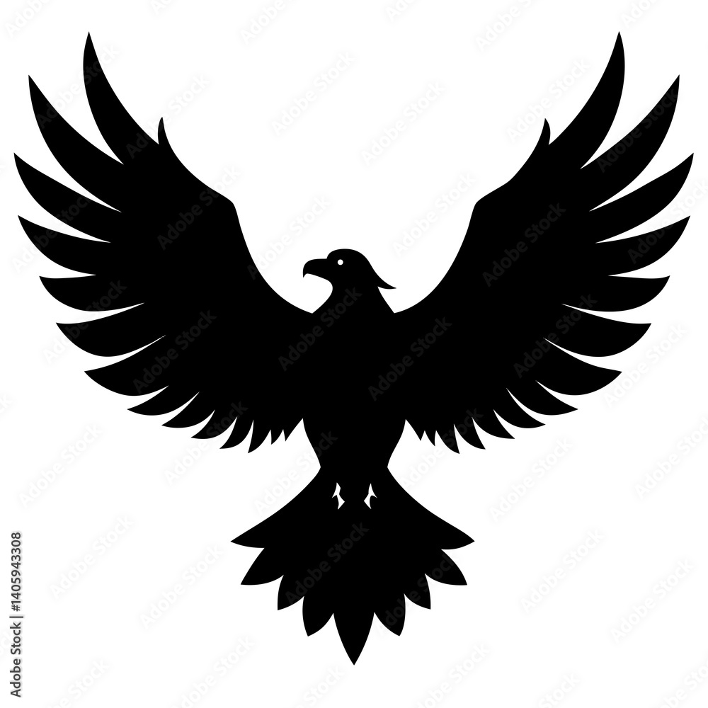 Obraz premium A large eagle spreading its wings before taking flight silhouette isolated on white background