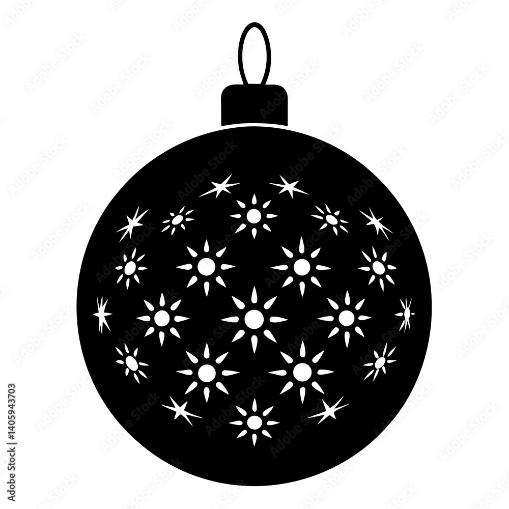 Fototapeta premium Christmas bauble silhouette vector isolated on white background