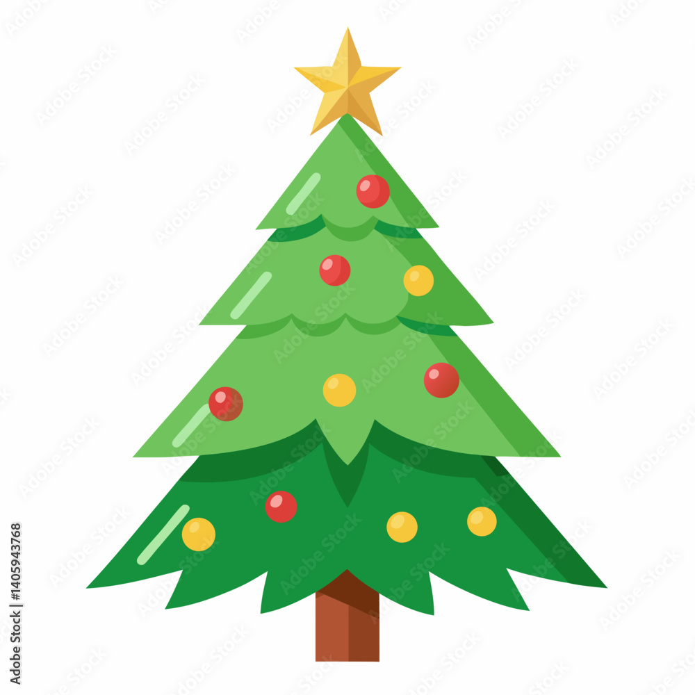 Fototapeta premium Christmas tree vector isolated on white background