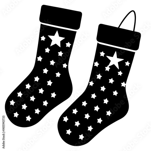 Christmas socks silhouette vector isolated on white background