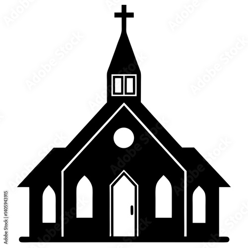 church silhouette vector isolated on white background