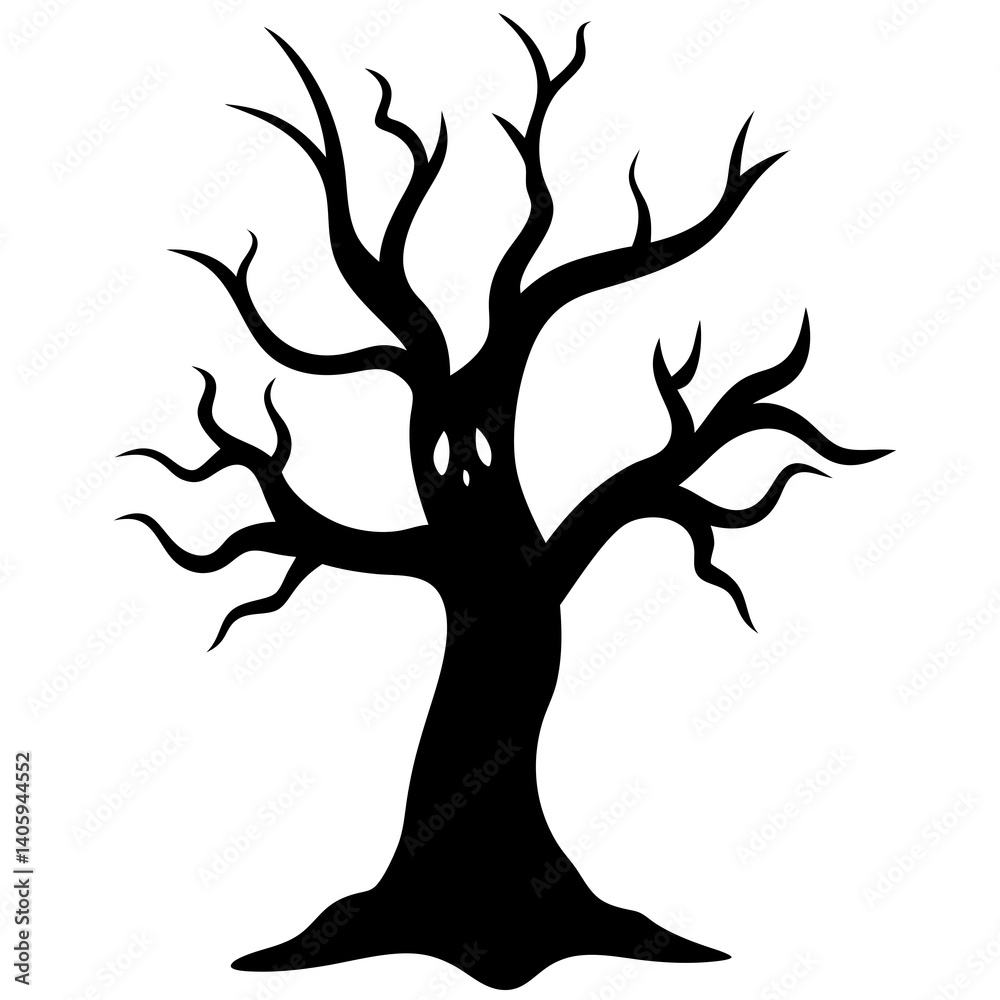 Halloween dead tree silhouette vector isolated on white Halloween dead tree silhouette vector isolated on white