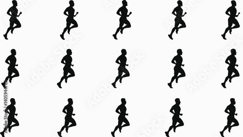 Dynamic runner silhouettes a powerful motion study showcasing athleticism and speed simple black and