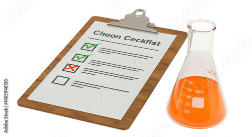 Tableau sur toile Isolated Laboratory Checklist with Test Tube