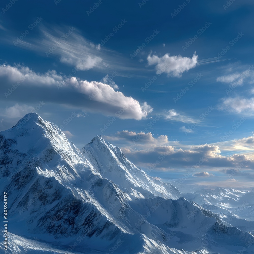 Obraz premium Snowcapped mountains under a clear blue sky