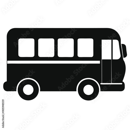 black silhouette simplified bus icon minimalist 