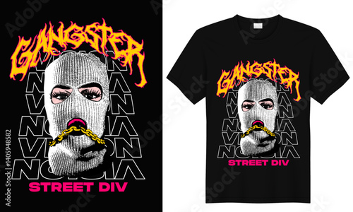 Gangster Vision – Urban Streetwear T-Shirt Design,gangster t shirt design,gangster streetwear t shirt design