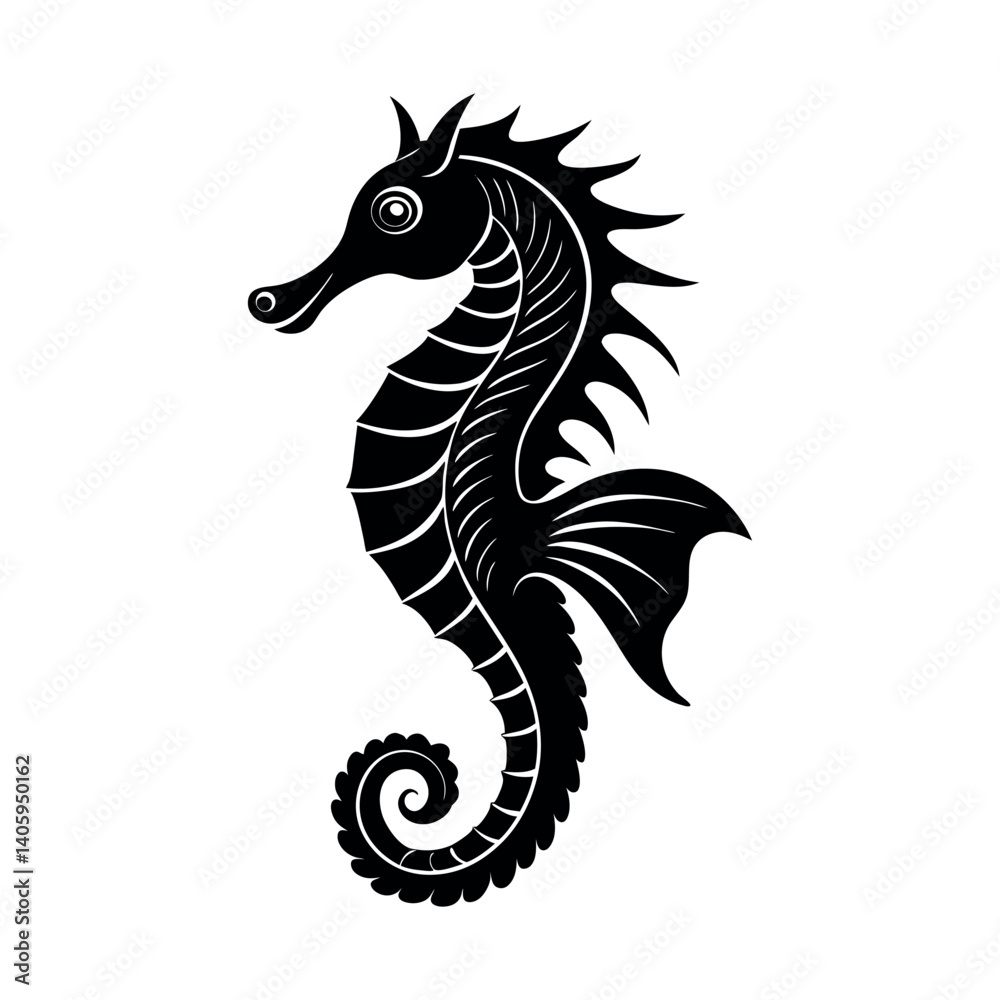 Naklejka premium A vector silhouette of a black dragon, a serpentine animal tattoo design