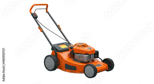 Isolated Orange Lawnmower
