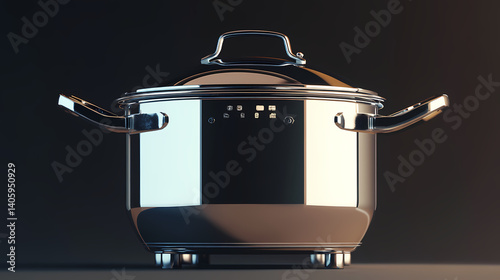 Contemporary electric multi cooker detached on. Void-Touched Steel. Illustration