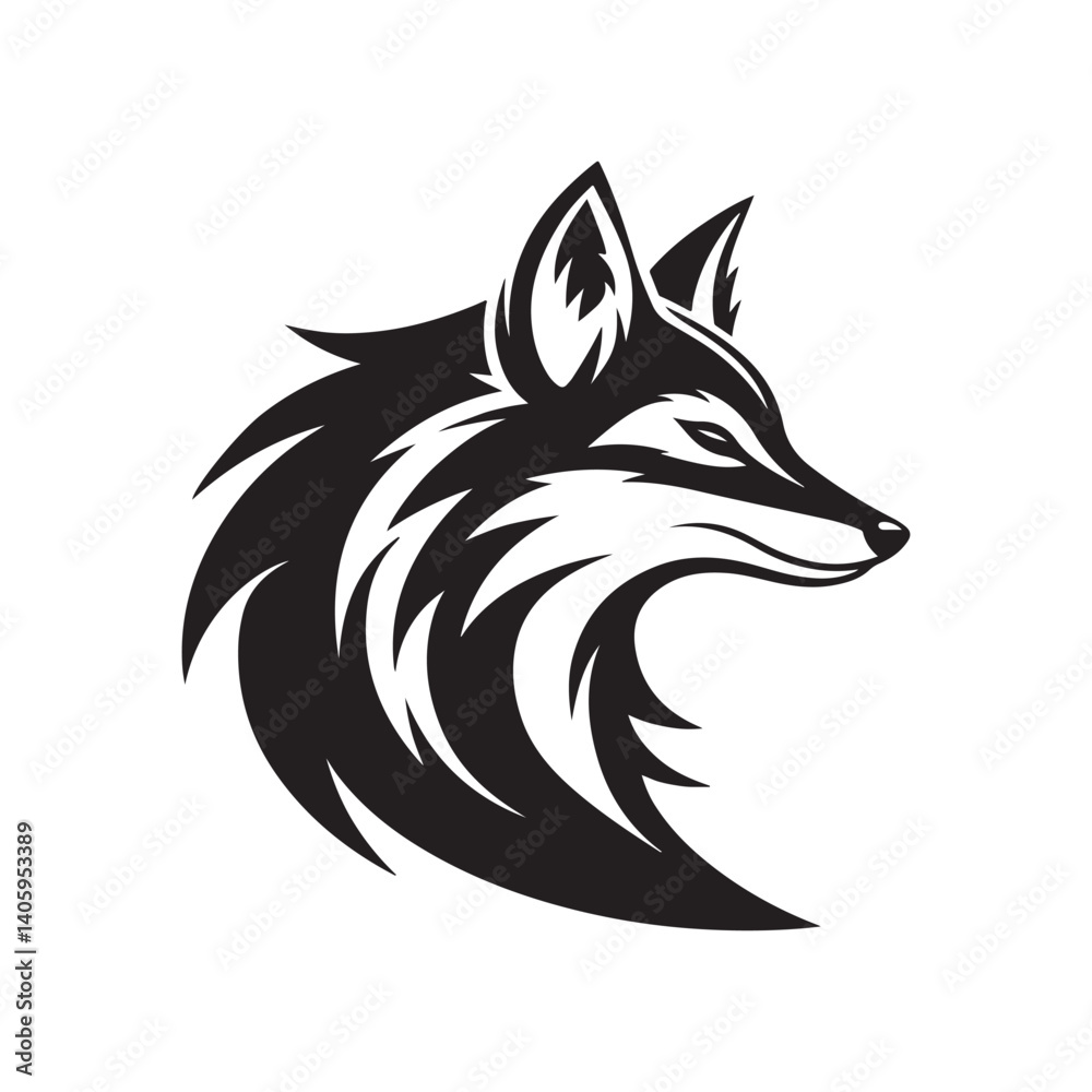 Obraz premium fox vector silhouette outline illustration