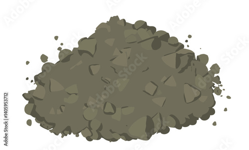 Grady cement powder vector illustration isolated on white background. Sand, gravel and cement piles. Heaps of building materials vector icons. Construction and building.