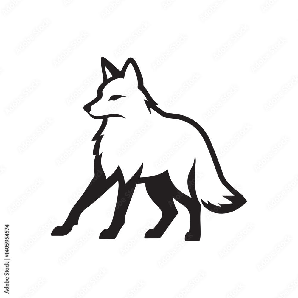 Obraz premium fox vector silhouette outline illustration
