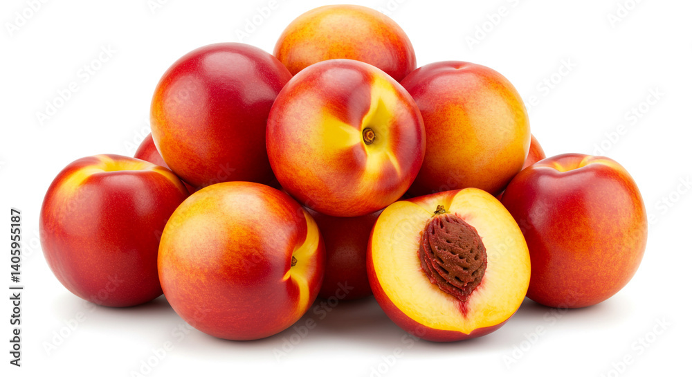 Juicy Nectarines Sweet Summer Fruit Fresh Red Yellow Delicious Juicy Nectarines Sweet Summer Fruit Fresh Red Yellow Delicious