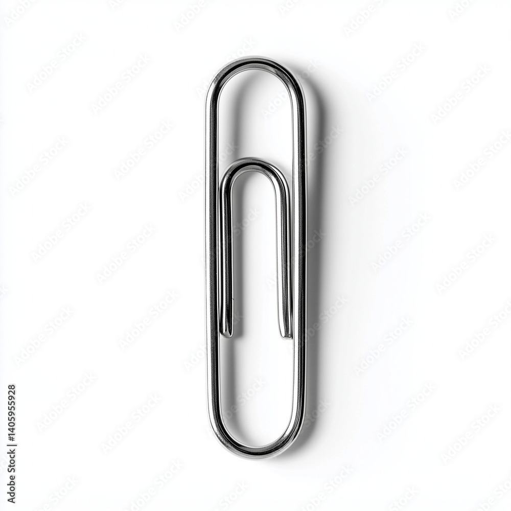 Sleek Paper Clip Displayed in Top View, Emphasizing Minimalist Design and Unconventional Office Chic Appeal Sleek Paper Clip Displayed in Top View, Emphasizing Minimalist Design and Unconventional Office Chic Appeal