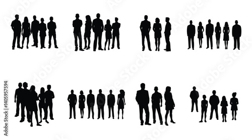 Diverse Silhouettes: Group of People in Various Poses
