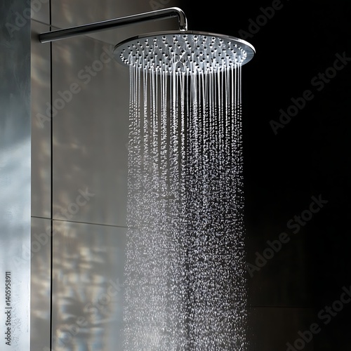 Modern elegant rainfall shower with clear glass and premium bathroom fixtures image