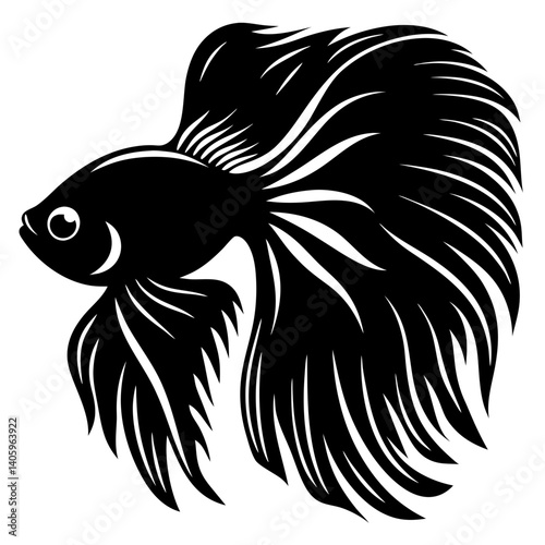 Wallpaper Mural Black and White Stylized Siamese Fighting Fish Illustration Aquatic Animal Art Graphic Design Torontodigital.ca