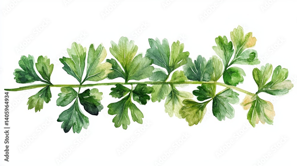 Obraz premium Vibrant Watercolor Illustration of Fresh Parsley Herb Blossom