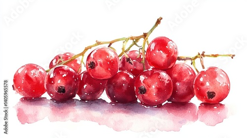 Minimal Red Currants Watercolor Painting