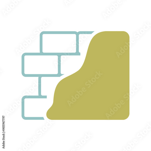 Brick wall with plaster or plastering icon