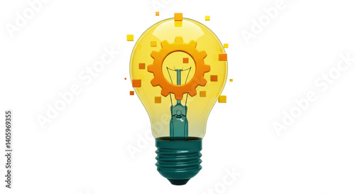 Isolated Lightbulb with Cog Inside