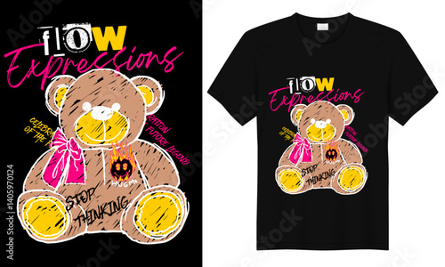 flow expressions slogan bear abstract streetwear t shirt design,streetwear t shirt design,bear t shirt design,bear streetwear t shirt design