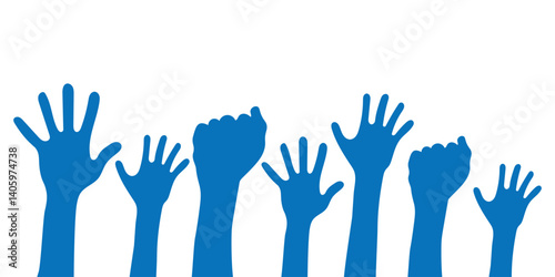 raised hand icon. crowd hand icon.