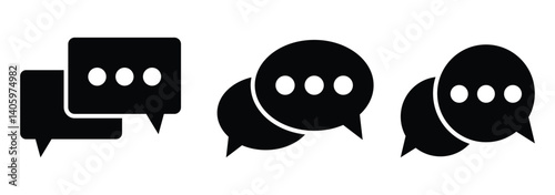 chat icon, chat box icon, speech bubble, speech balloon, chat bubble line art icon for apps and websites. Set of speech bubble, comic sticker, chat box and empty social media message box.