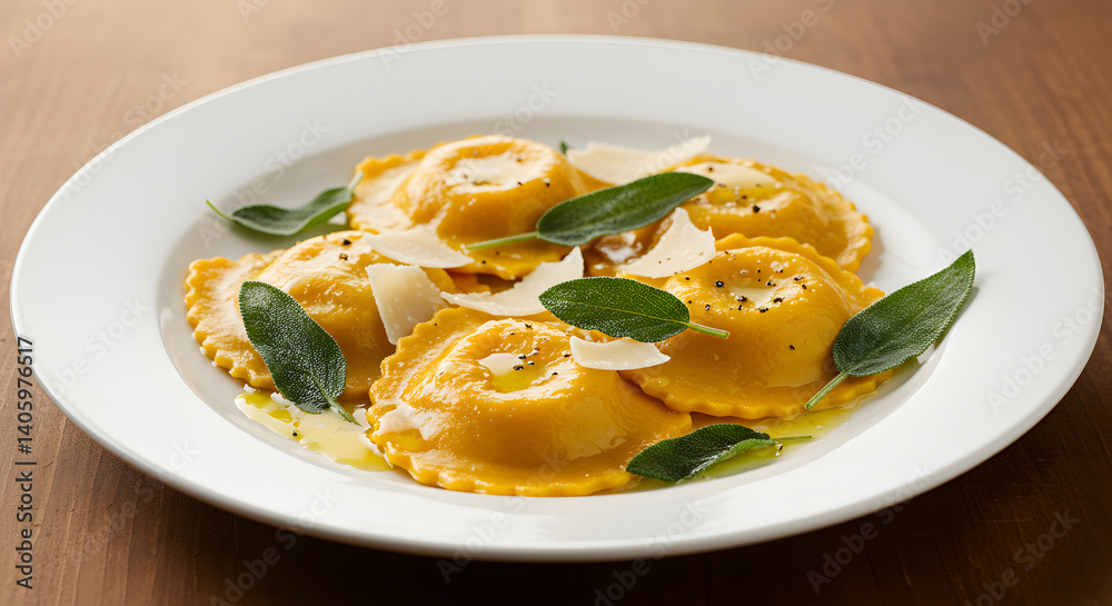 Gourmet Butternut Squash Ravioli with Sage Butter and Parmesan Gourmet Butternut Squash Ravioli with Sage Butter and Parmesan