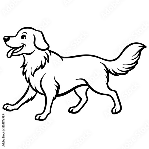 A joyful Golden Retriever silhouette, running with its tail wagging happily.  