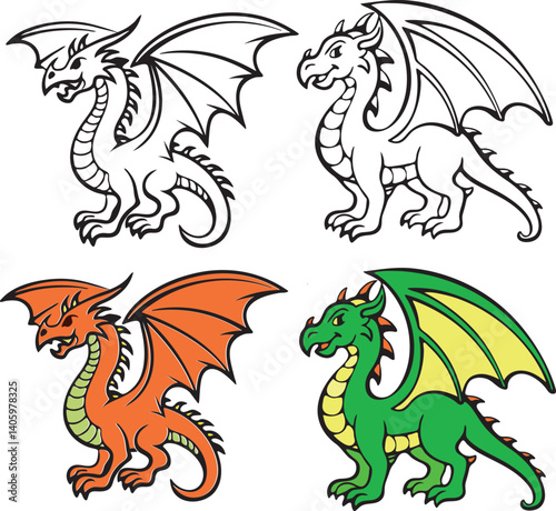  Cute Cartoon Dragons in Color