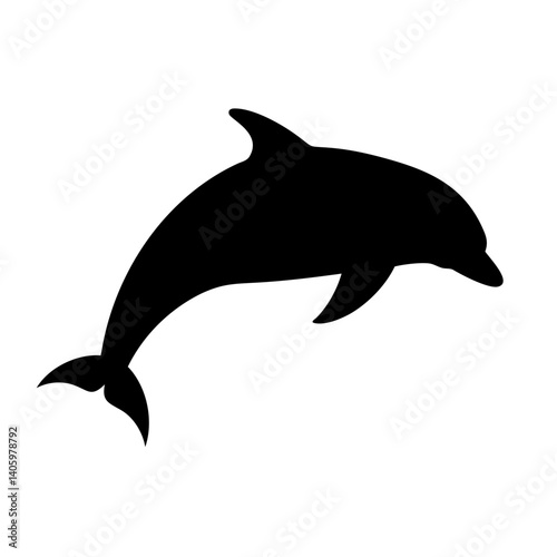 Dolphin silhouette vector illustration for marine life animal ocean wildlife design and artwork template