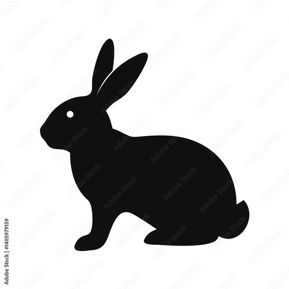 Black rabbit silhouette vector illustration for easter bunny pet animal clip art design icon Black rabbit silhouette vector illustration for easter bunny pet animal clip art design icon