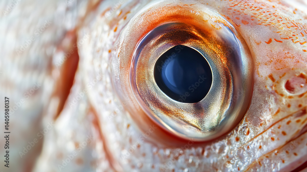 Head and eyes of tilapia fish close-up on white background