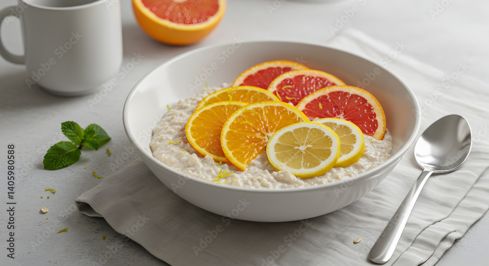 Fresh Citrus Topped Oatmeal Bowl for Healthy Start to the Day Fresh Citrus Topped Oatmeal Bowl for Healthy Start to the Day