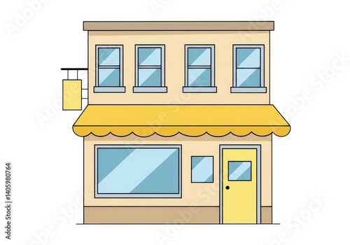 Storefront cartoon vector building shop facade illustration isolated on white background