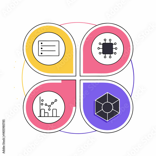 Circular infographic diagram illustrating data visualization concepts  