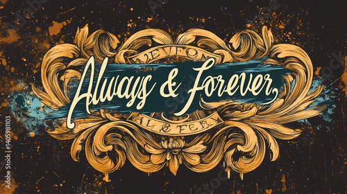Always and forever decorative: a beautiful decorative design with the inscription 
