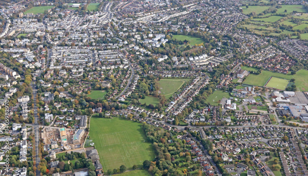 Obraz premium Aerial view of Cheltenham, England 