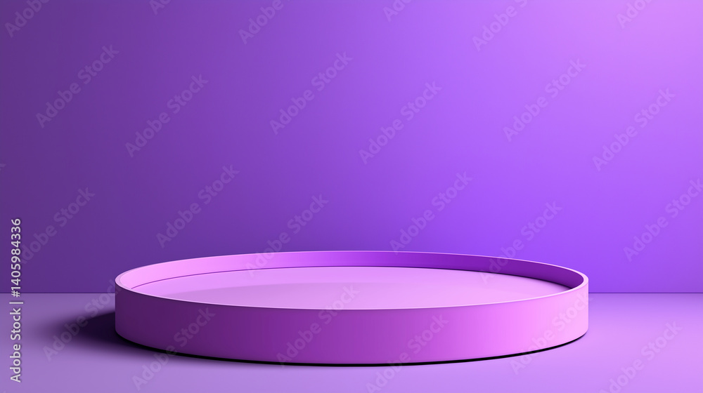 Purple round podium displaying products on purple background Purple round podium displaying products on purple background