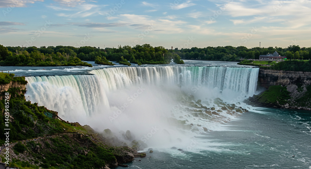 Majestic Niagara Falls breathtaking view stunning cascade powerful water nature landscape Majestic Niagara Falls breathtaking view stunning cascade powerful water nature landscape