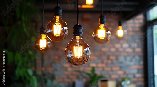 Interior decoration stylish housing with loft-style incandescent lamps and modern design