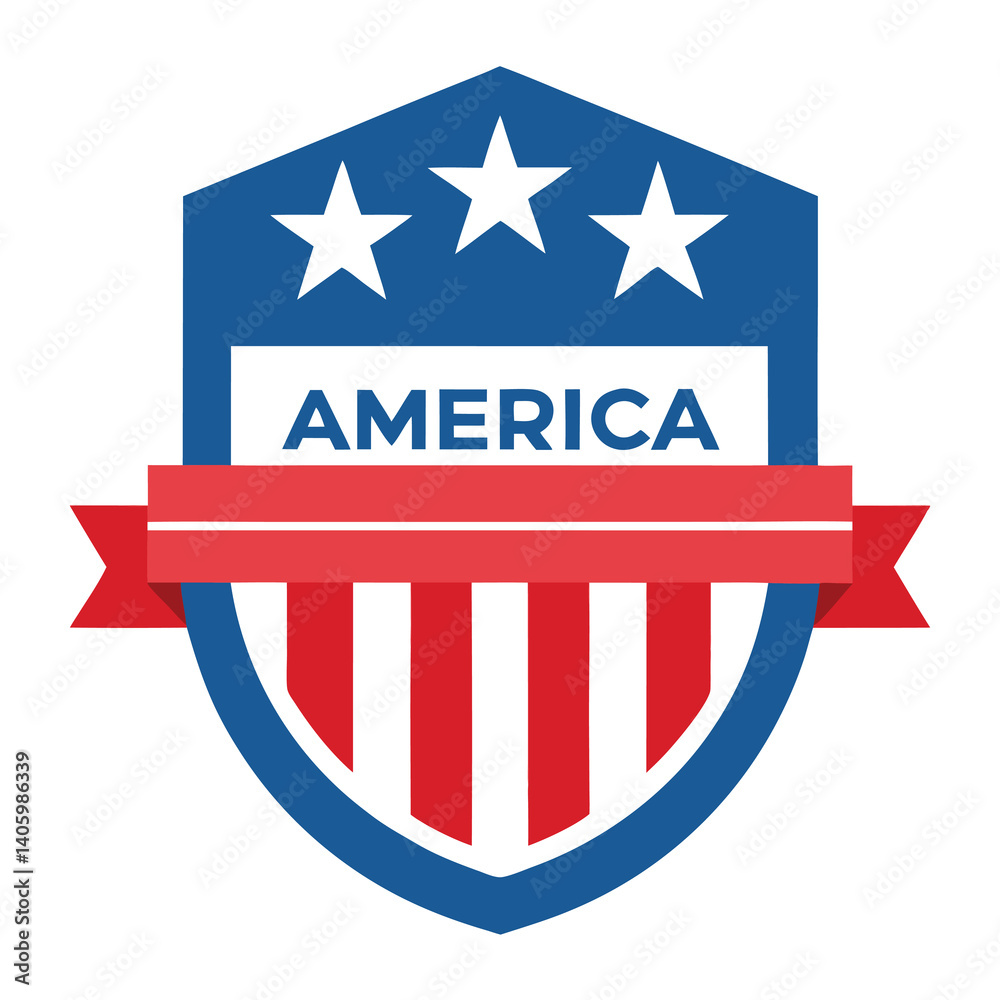 American Style Circular Shield with Stars vector illustration on white background American Style Circular Shield with Stars vector illustration on white background
