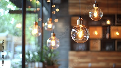 Interior decoration stylish housing with loft-style incandescent lamps and modern design