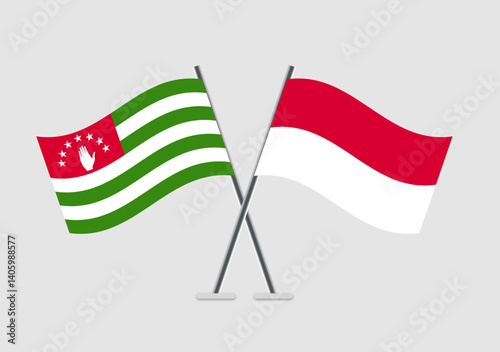 Abkhazia and Monaco vector flags visual for thematic decor