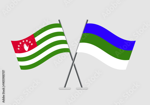 Abkhazia and Komi vector flags with equal height and style