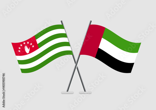 Abkhazia and United Arab Emirates vector flags illustration with unity tone